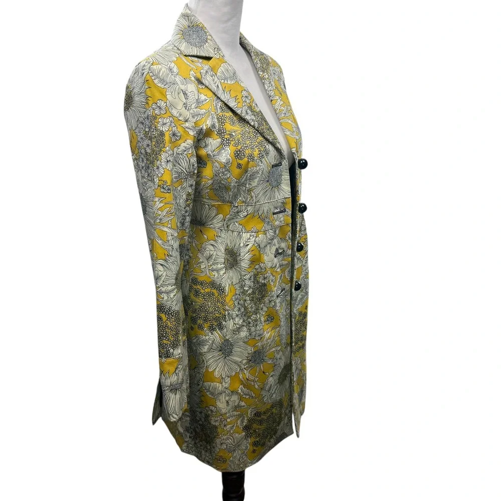 Liberty of‎ London Target Sunflower Print Pea Coat Jacket Women XS Yellow Long - Picture 4 of 10